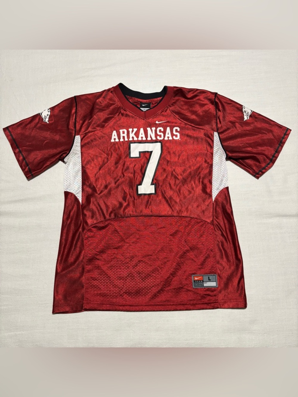 Kids Nike Arkansas Razorbacks #7 Football Jersey | Red | Size Large (16/18)